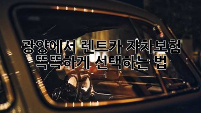 광양에서 렌트카 자차보험 똑똑하게 선택하는 법 🚗💨